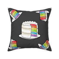 Tumbling Rainbow Layer Cake (Dark Gray large scale)  