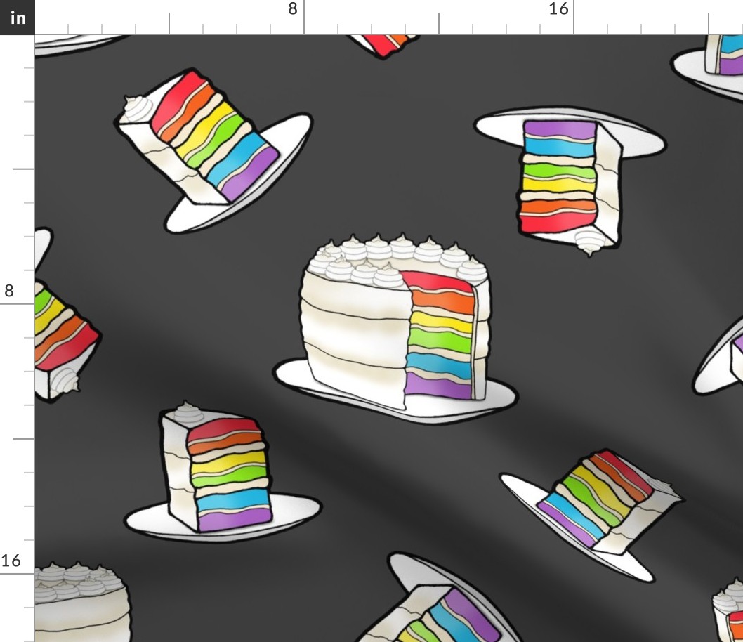 Tumbling Rainbow Layer Cake (Dark Gray large scale)  