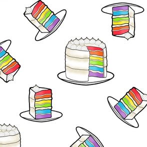 Tumbling Rainbow Layer Cake (White large scale)  