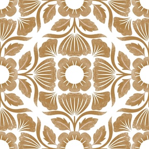 Jumbo Block Print Floral Tile, Brown