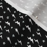 MINI bolts and stars fabric - black and white rock y2k kids design