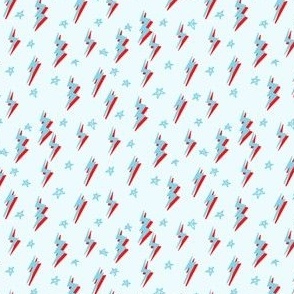 MINI blue and red bolts and stars fabric - lightning bolt design