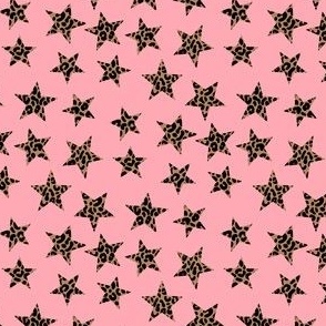 MINI leopard print stars fabric - animal print, 90s, bold graphic print pink