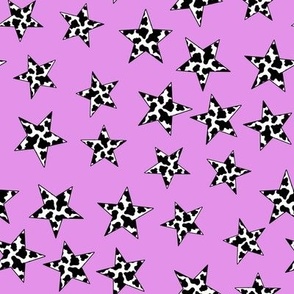 SMALL cow print star fabric - y2k design cute gen z fabric - purple