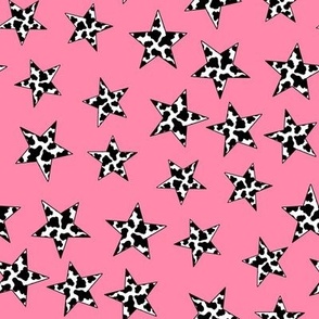 SMALL cow print star fabric - y2k design cute gen z fabric - pink