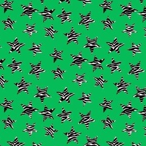 MINI zebra print stars fabric - bold and graphic zebra print - green