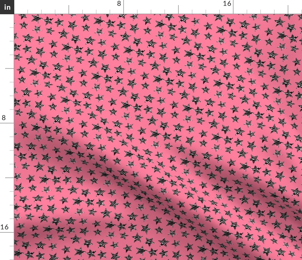 MINI zebra print stars fabric - bold and graphic zebra print - pink