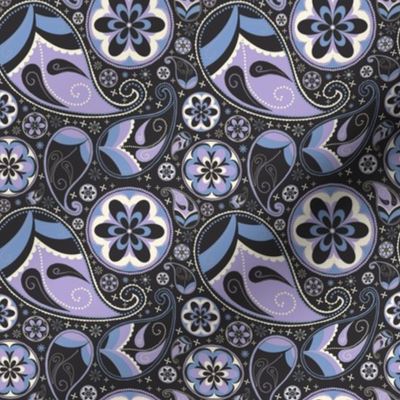 Paisley Floral in Digital Lavender, Wedgewood Blue, and Ivory