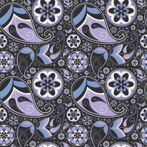 Paisley Floral in Digital Lavender, Wedgewood Blue, and Ivory