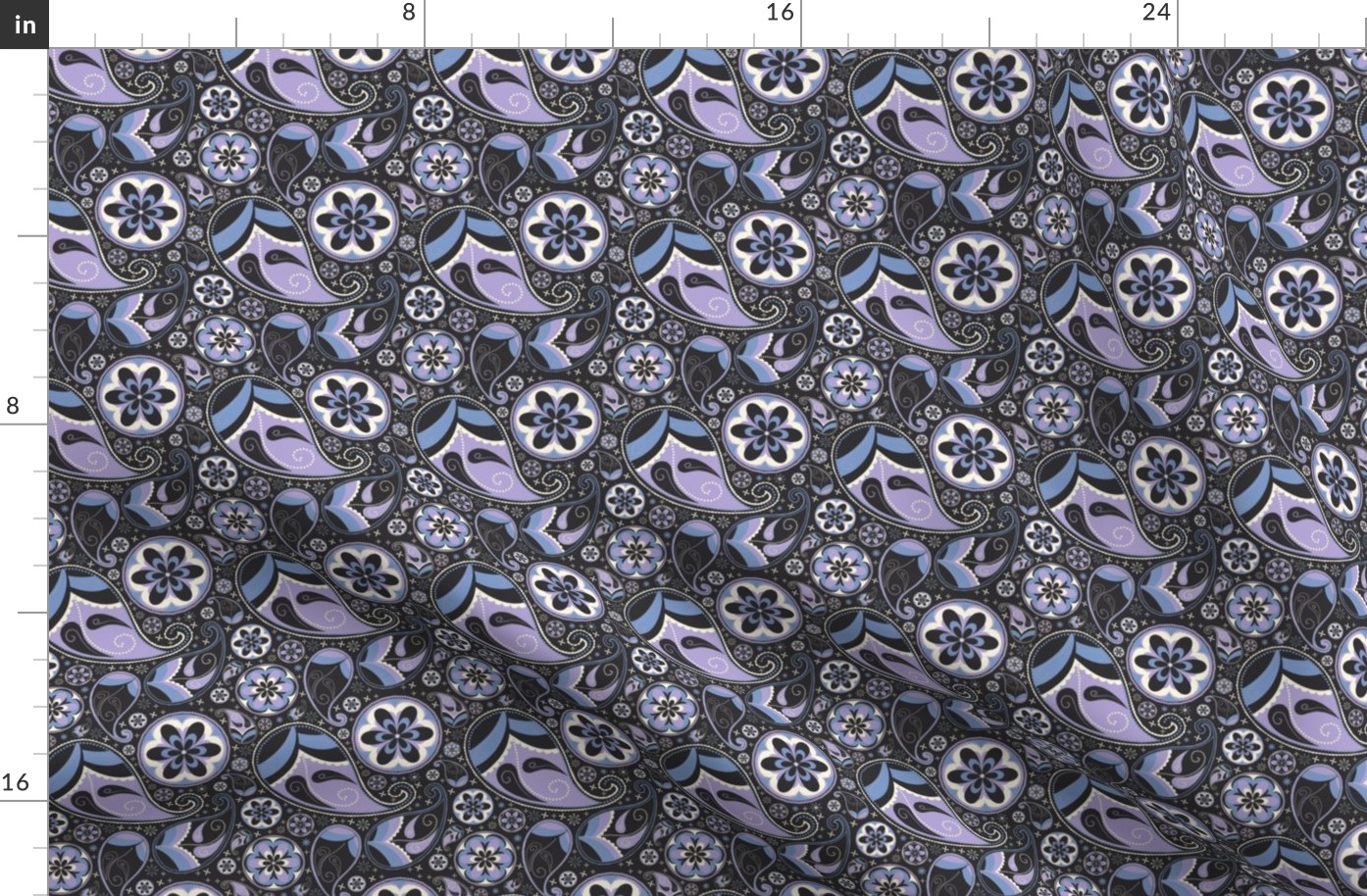 Paisley Floral in Digital Lavender, Wedgewood Blue, and Ivory