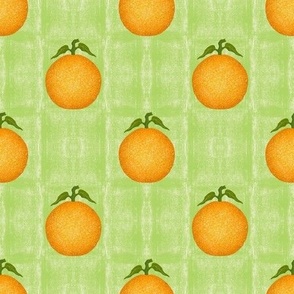 Orange Grove - Oranges on a Bright Green Background 