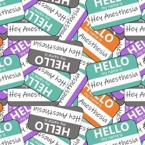 Hello My Name is Anesthesia Retro Rainbow