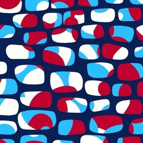 Stone Wall  - Red White and Blue on Navy -12in