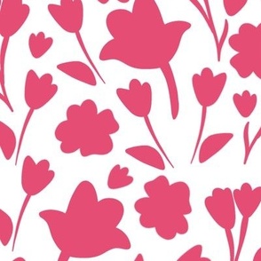 large scale ditsy floral - hot pink