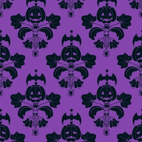 Jack O Lantern Damask Purple/Black