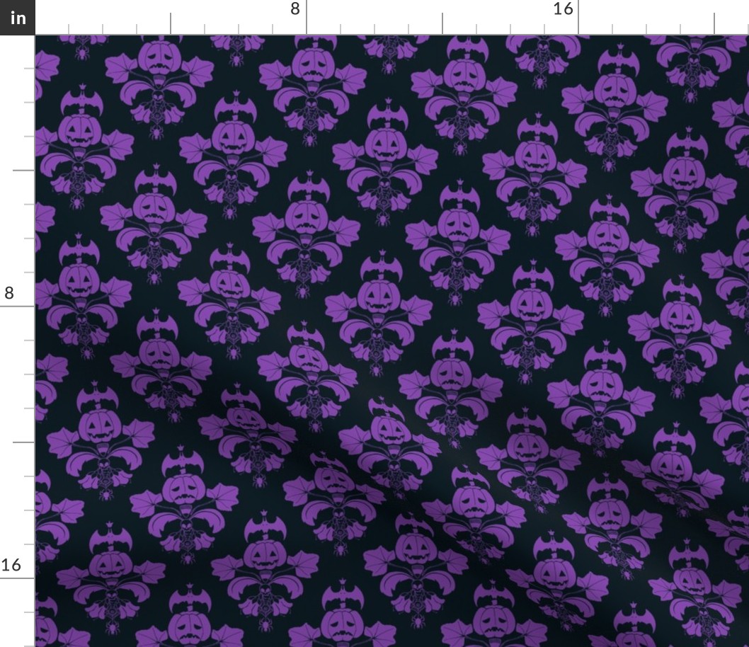 Jack O Lantern Damask Black/Purple