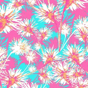 dandelion paradise-blue skies hot pink
