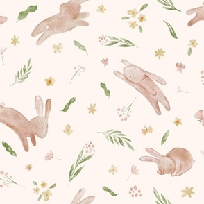 Watercolour Spring Rabbits Bunnies
