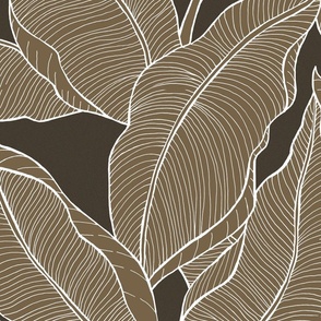 Linear_jungle_leaves-Tan on ebony