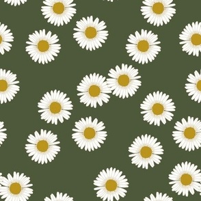 Daisies in Dark green - medium 