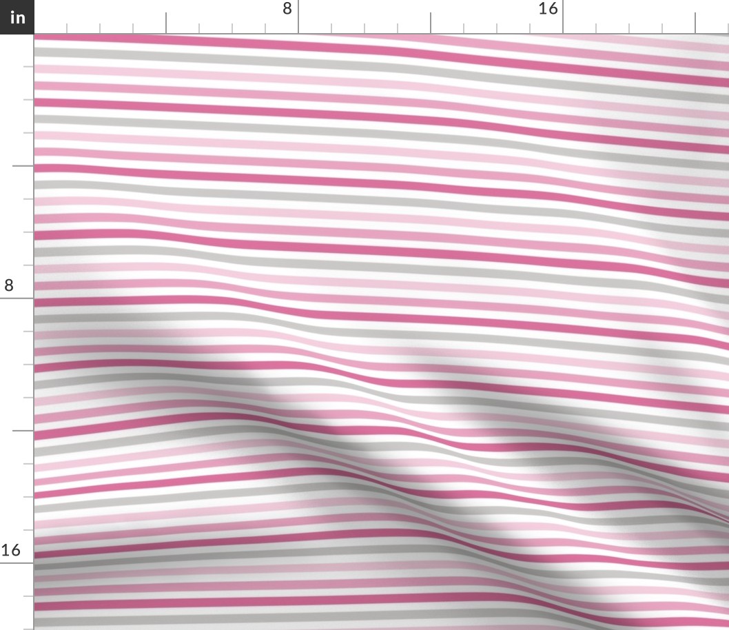 thin even stripes, horizontal, baby pink, carnation, rose, raspberry, dove gray, white