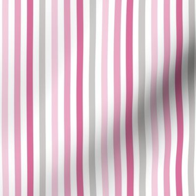 thin even stripes, vertical, baby pink, carnation, rose, raspberry, dove gray, white