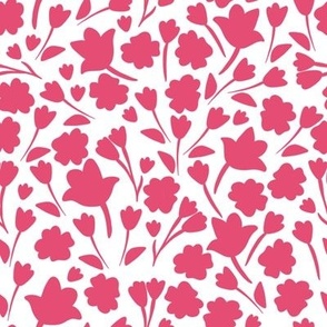 medium scale ditsy floral - hot pink