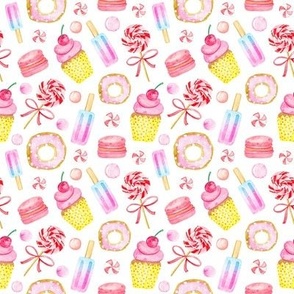 Seamless pattern of watercolor sweets.