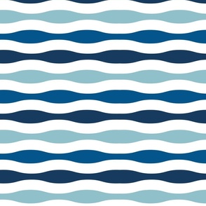 Nautical Sea Waves - Blues on White (Nautical Escape Collection)