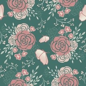 Roses on teal