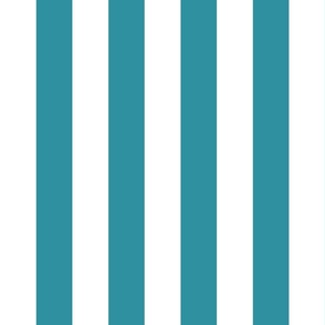 46 Lagoon - Vertical Stripes- 2 Inches- Awning Stripes- Cabana Stripes- Petal Solids Coordinate- Turquoise Blue- Summer- Large