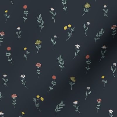 Tiny wild flowers on midnight blue blender