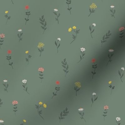 Tiny wild flowers on sage green blender