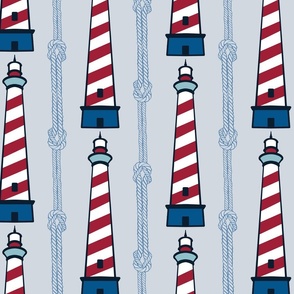 Nautical De Lighthouse and Rope Vertical Lines (part of Nautical Escape Collection)