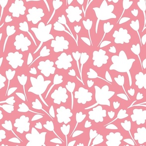large scale ditsy floral - bubblegum pink