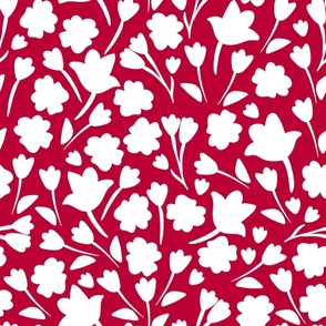 large scale ditsy floral - red