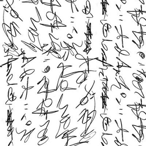 Asemic writing black and white-vertical small