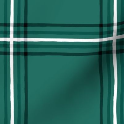 Plaid peacock green large scale