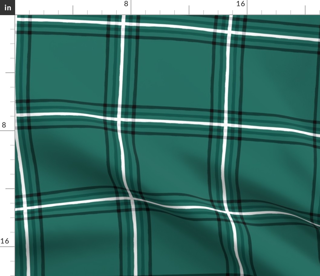 Plaid peacock green large scale