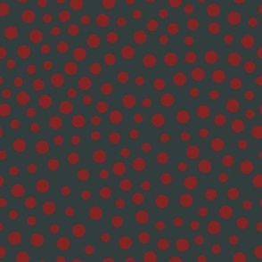 Dots - Charcoal/Cranberry