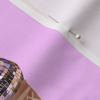 Disco ball ice cream  pink  & orange - purple background- Disco Collection