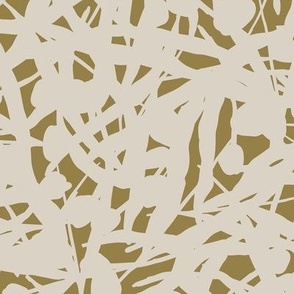 Floral Remnants Pebble - Large - Neutral Muted Tan Grey Golden Warm Beige Botanical Abstract Flower Tulip Toss Non-Directional Blender Repeat Vector Pattern