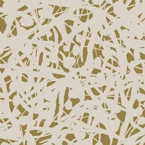 Floral Remnants Pebble - Medium - Neutral Muted Tan Grey Golden Warm Beige Botanical Abstract Flower Tulip Toss Non-Directional Blender Repeat Vector Pattern
