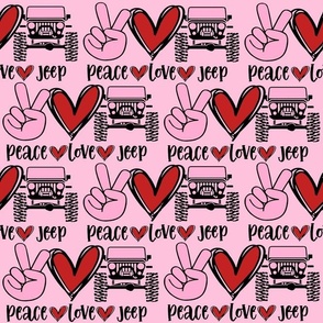 Pink and Red Peace Love Jeep