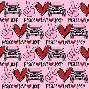 Small Pink and Red Peace Love Jeep