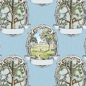 Classic Winnie-the-Pooh Blue Oval Framed Scenes - Cottage Core Classic Nursery