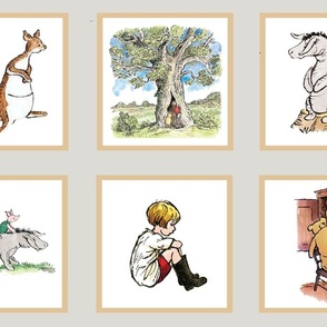 Classic Winnie-the-Pooh Characters - Easy Quilt Panel - Light Gray - Image Set 2 of 2