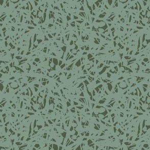 Floral Remnants Seafoam - Small - Monochromatic Light Green on Dark Green Muted Soft Tones Abstract Toss Non-Directional Blender Repeat Vector Pattern
