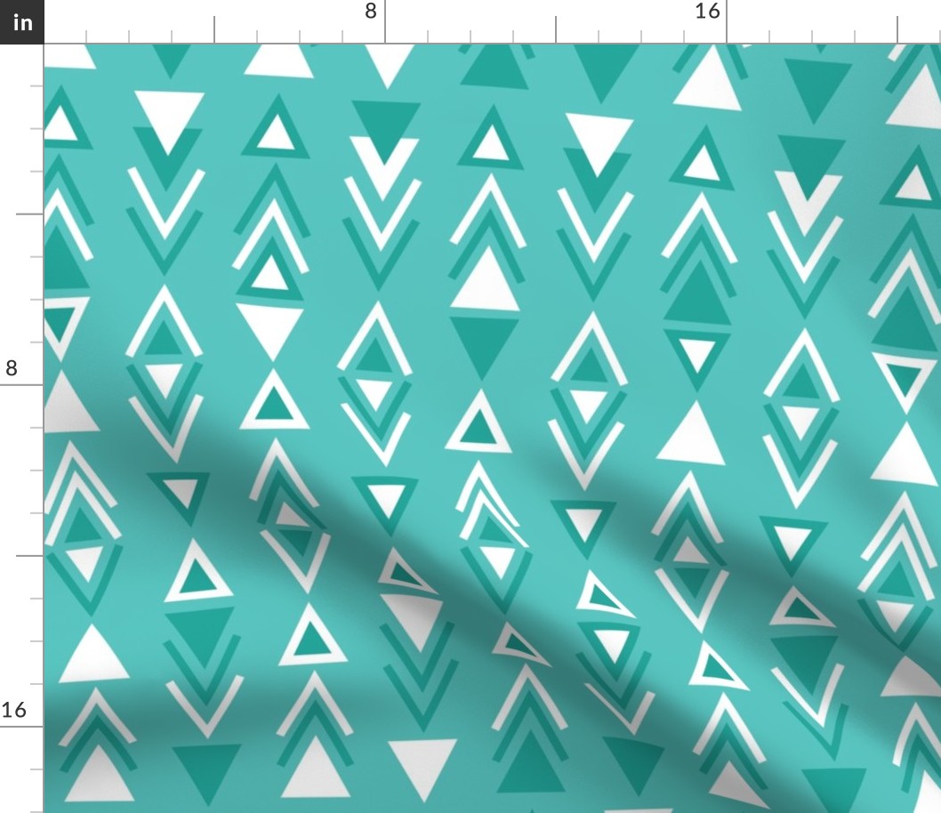 Abstract white and turquoise seamless pattern fabric textile