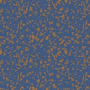 Floral Remnants Faded Indigo - Small  -  Earthy Deep Dark Navy Blue Abstract Toss Non-Directional Blender Repeat Vector Pattern